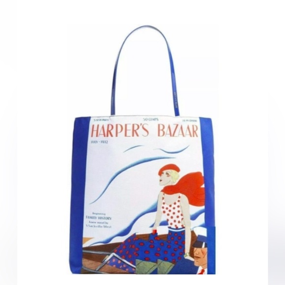 Estee Lauder Handbags - Estee Lauder Harper's Bazaar Beach Tote Shopping Bag Retro Blue White Red